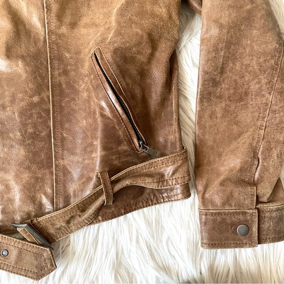 Vintage Newport Leather Moto Jacket Coat 10 Tan Camel - Picture 5 of 10